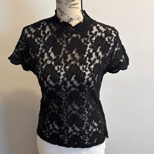 Zara Black Floral Lace Blouse